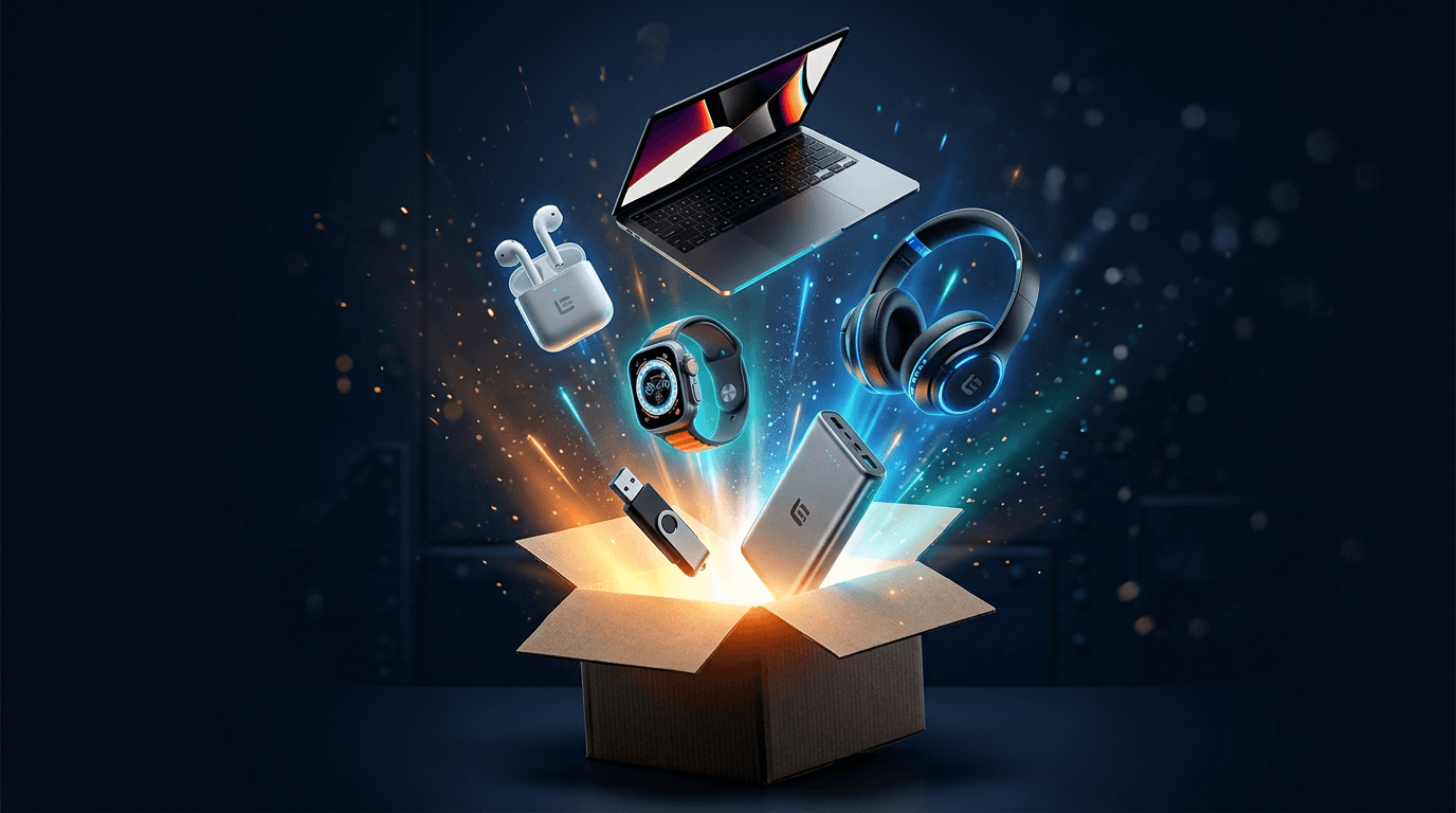 Cinematic unboxing brand hero frame