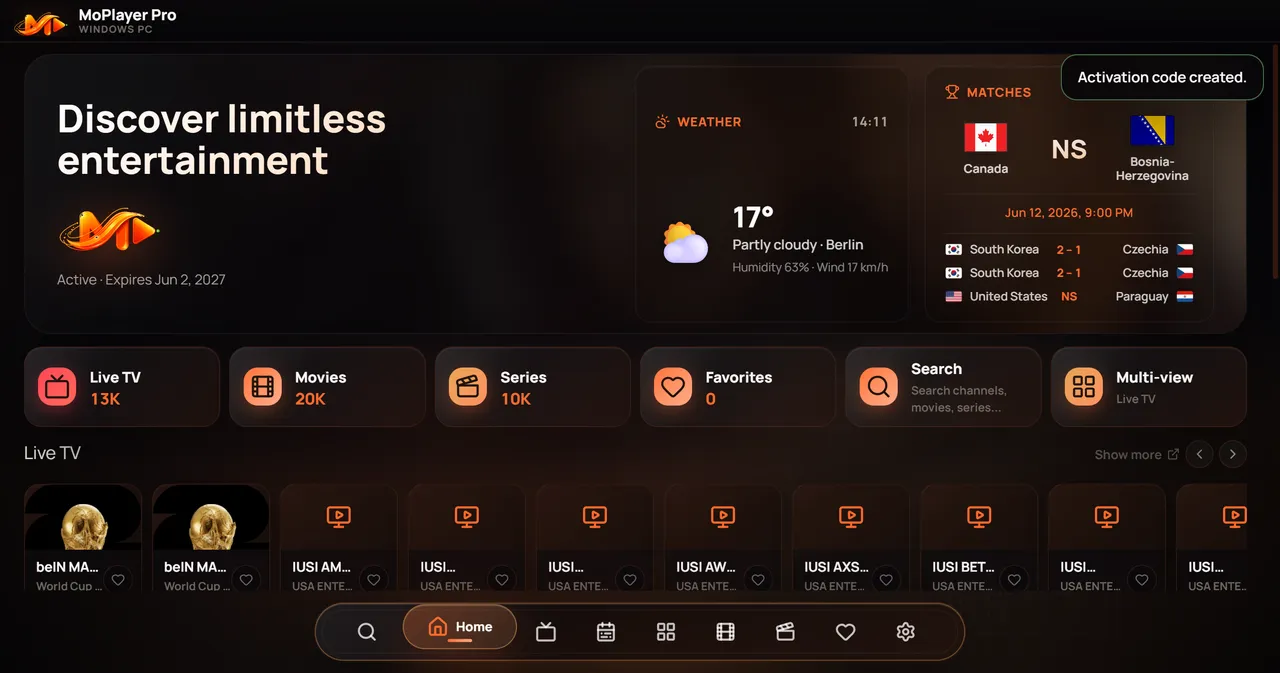 MoPlayer PC home screen