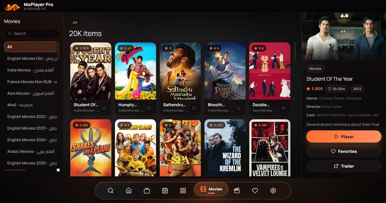MoPlayer PC movies library