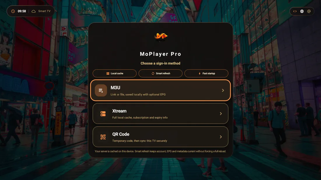 MoPlayer Pro clean login screen